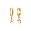 S925 Sterling Silver Star Moon Dangle Earrings Light Luxury Gold Fashion Diamond Cute Asymmetric for Wedding Party