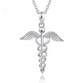 Cross Nurse Religious Pendant 925 Sterling Silver Necklace for Women