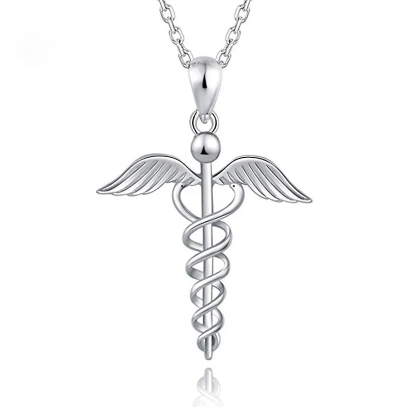 Cross Nurse Religious Pendant 925 Sterling Silver Necklace for Women