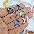 JS1911 Mini Tiny Gold Blue White Pink Purple Green Opal Mosaic Shell Celestial Crescent Moon Star Charm for Jewelry Making