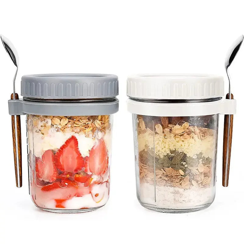 Pack Overnight Oats Containers 16 oz Glass Mason Overnight Oats Jars Overnight Oats Containers With Lids and Spoons