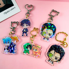 Custom Craft Colour Plastic Custom clear Epoxy Acrylic Charm Keychain Personalized logo Glitter Keyring