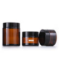 Customized logo Container 5g 10g 15g 20g 30g 50g 100g Amber Brown Round Pots Glass Cosmetic Cream Jars