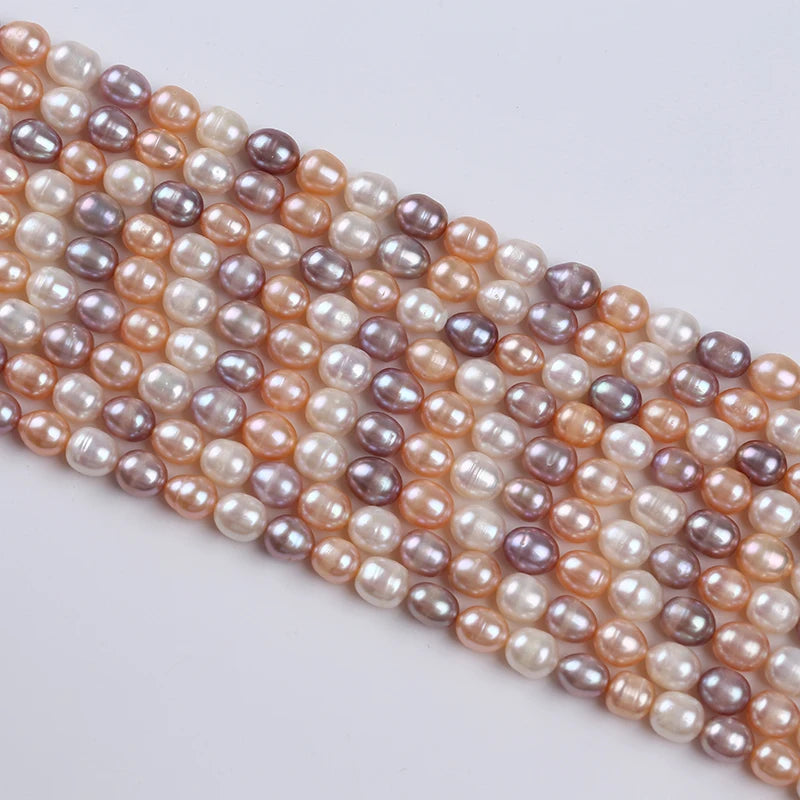 7-8mm Natural Real Rice Shape Loose White Freshwater Pearl Beads Grade a Third Party Certified Box Packed for Jewelry Making
