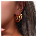 Non Tarnish 18k Gold Plated Hoop Earring Waterproof Stainless Steel Jewelry Fashion Hypoallergenic Hoop Earrings Women