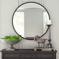 24in Home Decoration Large Round Living Room Mirrors Metal Frame Black Circle Wall Mirror for Bathroom