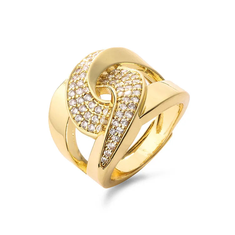 RM1604 Chic 18K Gold Petite Diamond CZ Twisted Knot Rings Engagement Ring Gift for Her