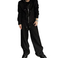 Custom Printed Autumn Oversize Casual Zip Hooded Shoulder Pad Knitted Cardigan Sweater Set High Street Men's Tracksuit