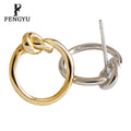 18K Gold Knot Hollow Round Stud Earrings for Women 925 Sterling Silver Minimalist Earring Designer Custom Fine Jewelry Wholesale