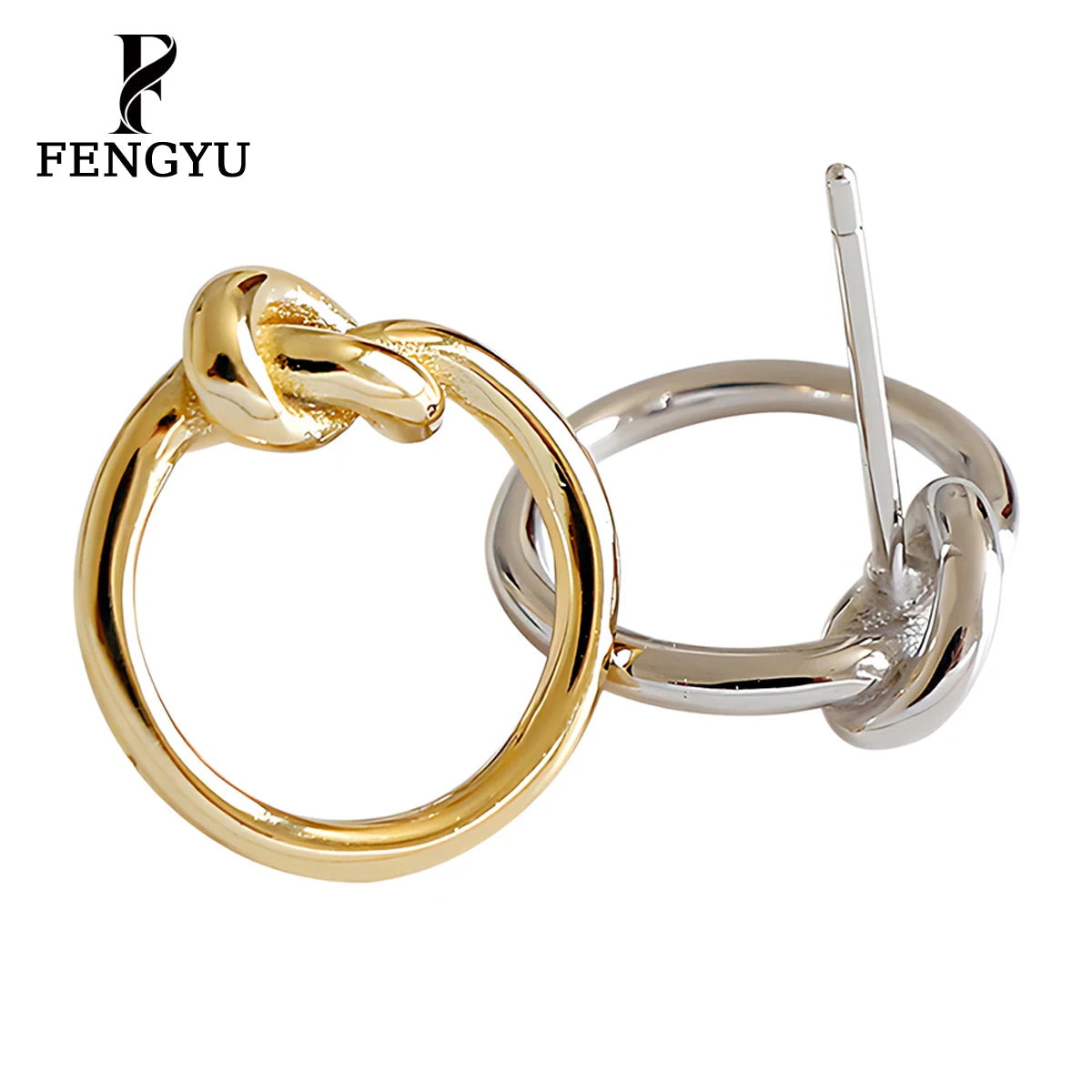 18K Gold Knot Hollow Round Stud Earrings for Women 925 Sterling Silver Minimalist Earring Designer Custom Fine Jewelry Wholesale