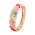 Daili Wholesale Women's Colorful Rainbow Pink Enamel for Bracelet Gold-Plated Zinc Alloy Fashion Cuff for Girls