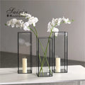 Factory Wholesale Black Crystal Glass Candle Holder for Wedding Table Centerpiece