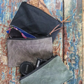 Multi-Purpose Waxed Canvas Zipper Bags for Wallet Gift Cards Camera Cards Money/ID-Flat Wallets Optional Cosmetic Bags Cases