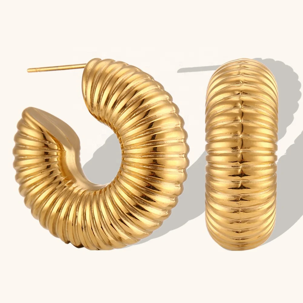 Dingran Minimalist Round Hoop Earrings Gold Plated Stainless Steel Women's Jewelry for Parties and Gifts