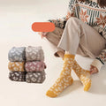 Wholesale Vintage Leopard Print Soft Home Socks Women Comfy Warm Rabbit Wool Crew Socks
