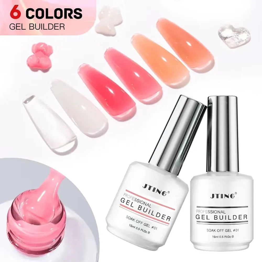 JTING Professional Quality Soak off Biab Gel Builder in a Bottle 6colors Nail Gel Polish Extension Hema Free Building Gel Polish