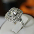 CAOSHI Luxury Jewelry Silver Plated Zircon Rings Micro Paved Imitated Moissanite Diamond Wedding Promise Rings for Women