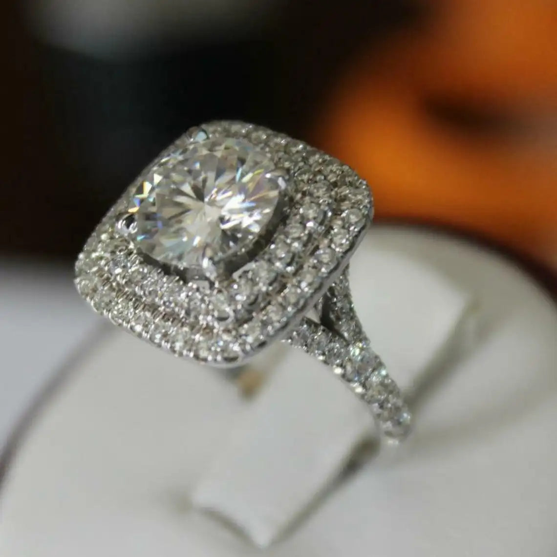 CAOSHI Luxury Jewelry Silver Plated Zircon Rings Micro Paved Imitated Moissanite Diamond Wedding Promise Rings for Women