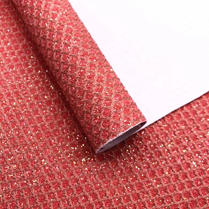 Wholesale Chunky Glitter Mesh Synthetic Leather Fabrics Versatile Decorative Material for Hair Bows Chairs Sofas Gloves Costumes