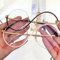 DL Glasses New Custom Half Frame Anti Blue Light Optical Glasses Round Metal Oversize Women Gaming Eyeglasses Frame