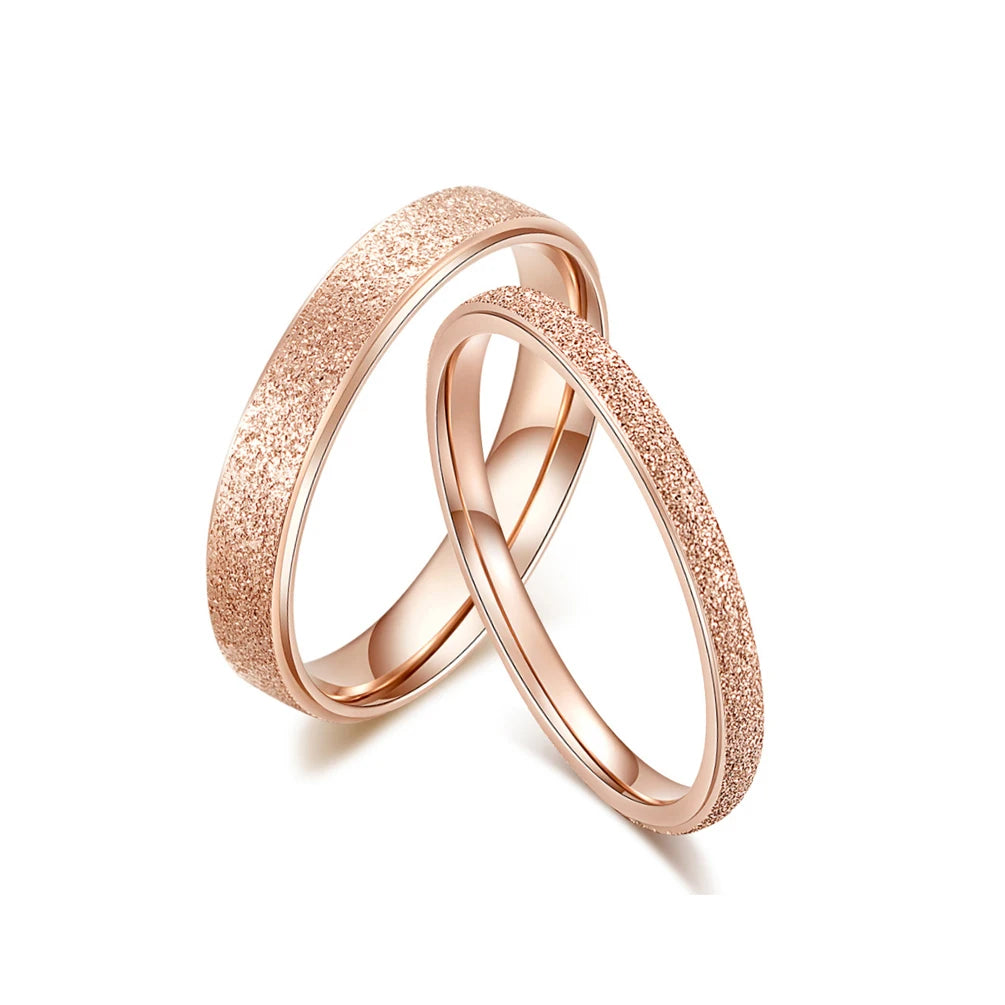2/4/6mm Stainless Steel ring Rose Gold Frosted Ladies Silver Temperament Pearl Sand Couple Stainless Steel ring Finger Rings 108