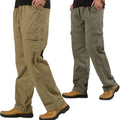 Mens Khaki Work Pants Relaxed Fit Cotton Trousers 5XL Elastic Waist Straight Leg Jeans Casual Clothes Cargo Pants