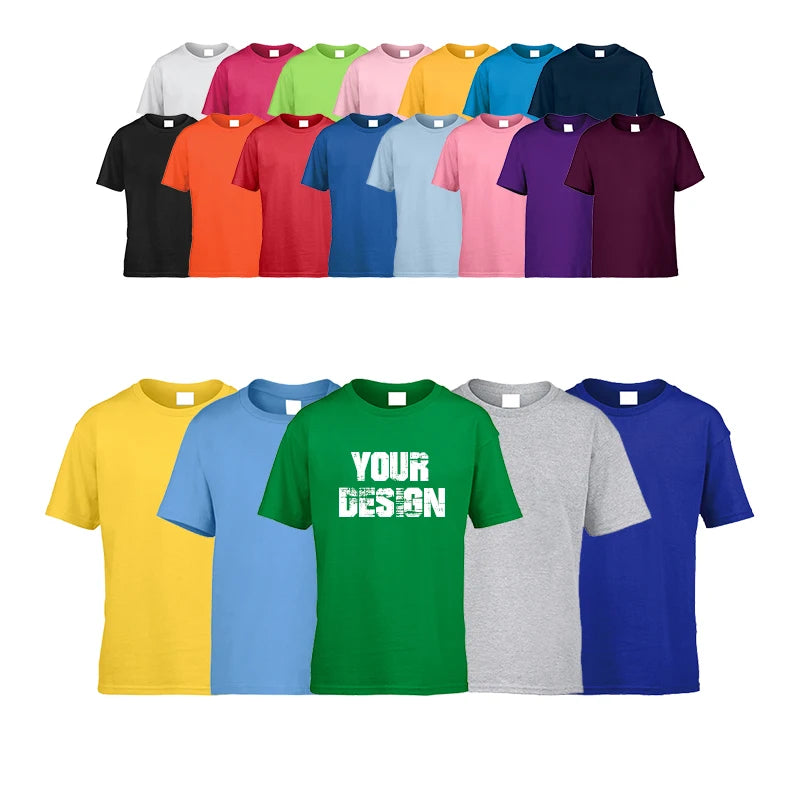 Wholesale Kids Children T Shirt Low MOQ 180gsm Custom Cute Cartoon Printing Children's Cotton T-Shirts for Boys Girls Kids
