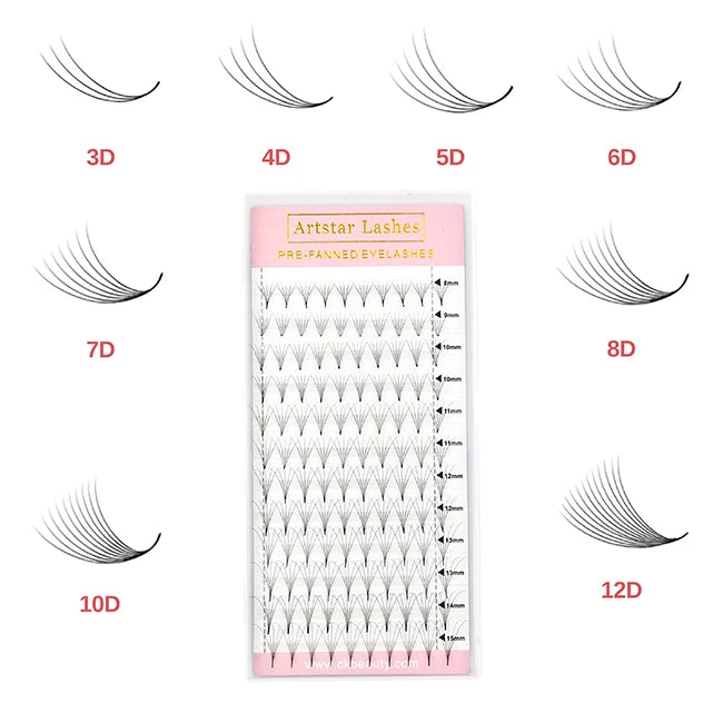 6D 8D 10D 12D 14D C D CC Pointy Base Pre Made Lash Extension Fans Lash Tray Premade Fans Eyelash Extensions