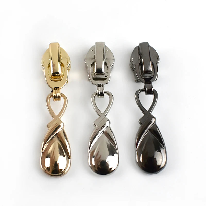 For Deepeel ZT210 5# Zinc Alloy Auto Lock Close-End Zipper Slider with Water Drop Shape Puller for Garment Bags