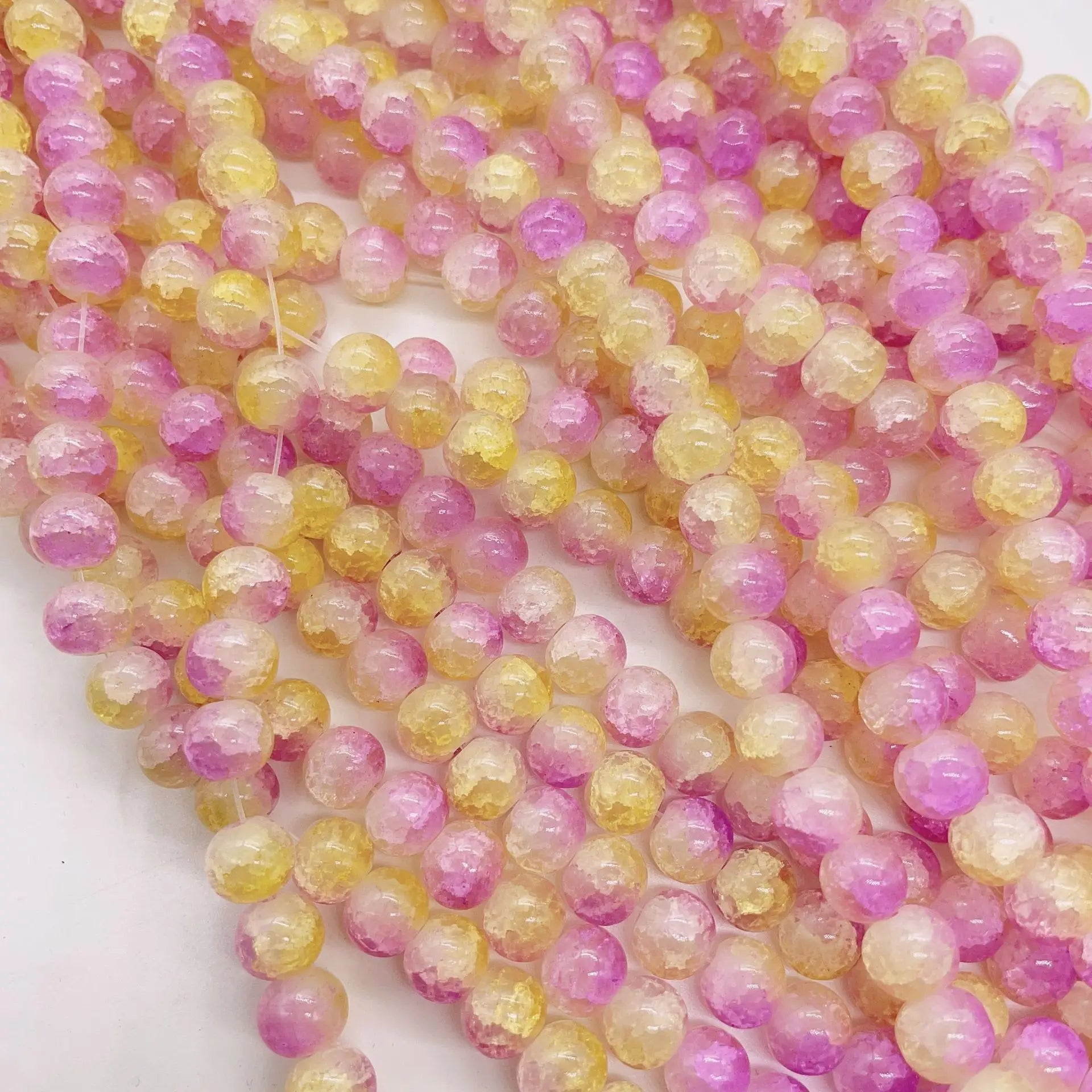 2025 Crystal  Factory Wholesale Colorful Cracked Glass Beads  8mm Double Color Imitation Chalcedony DIY Jewelry Accessories Beads