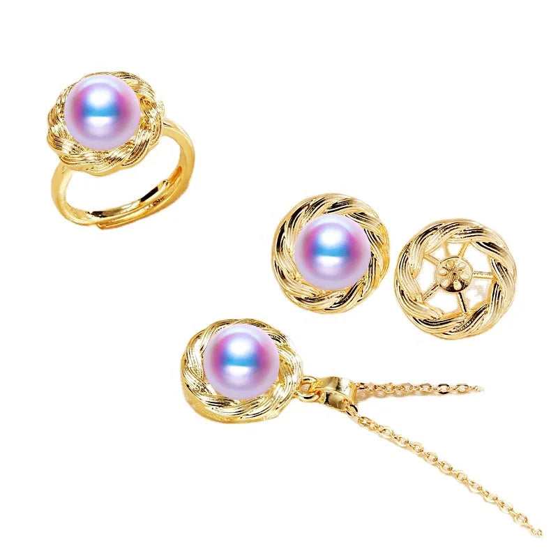 Gold Plated With 925 Symbol Women Jewelry Necklace Accessories Ladies Pearl Jewelry Set
