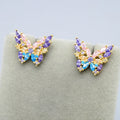Fine Jewelry 925 Sterling Silver Earrings Custom Zirconia Earring for Girls Women Ear Butterfly Stud Earrings Natural Gemstone