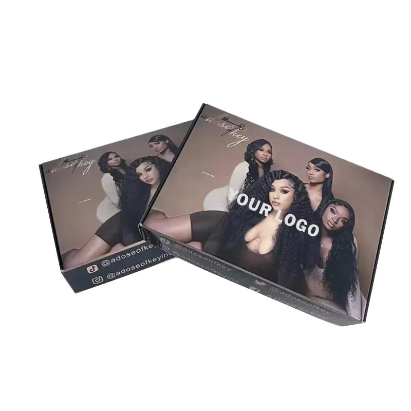 Custom Corrugated Mailer Boxes with UV Coating Matt Lamination & Embossing for Eco-friendly Packaging Clothes Apparel Socks Wig