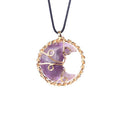 Tree of Life Wire Wrapped Crescent Moon Necklace Rose Quartz Agate Healing Crystal Stone Fashion Pendant Jewelry