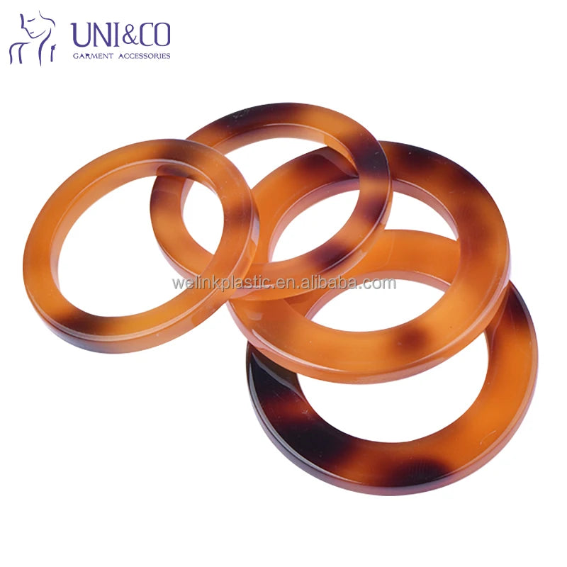 Large O-rings Swimwear Connector Round Resin Plastic Shell Tortoiseshell Buckles Tortoise Shell Ring