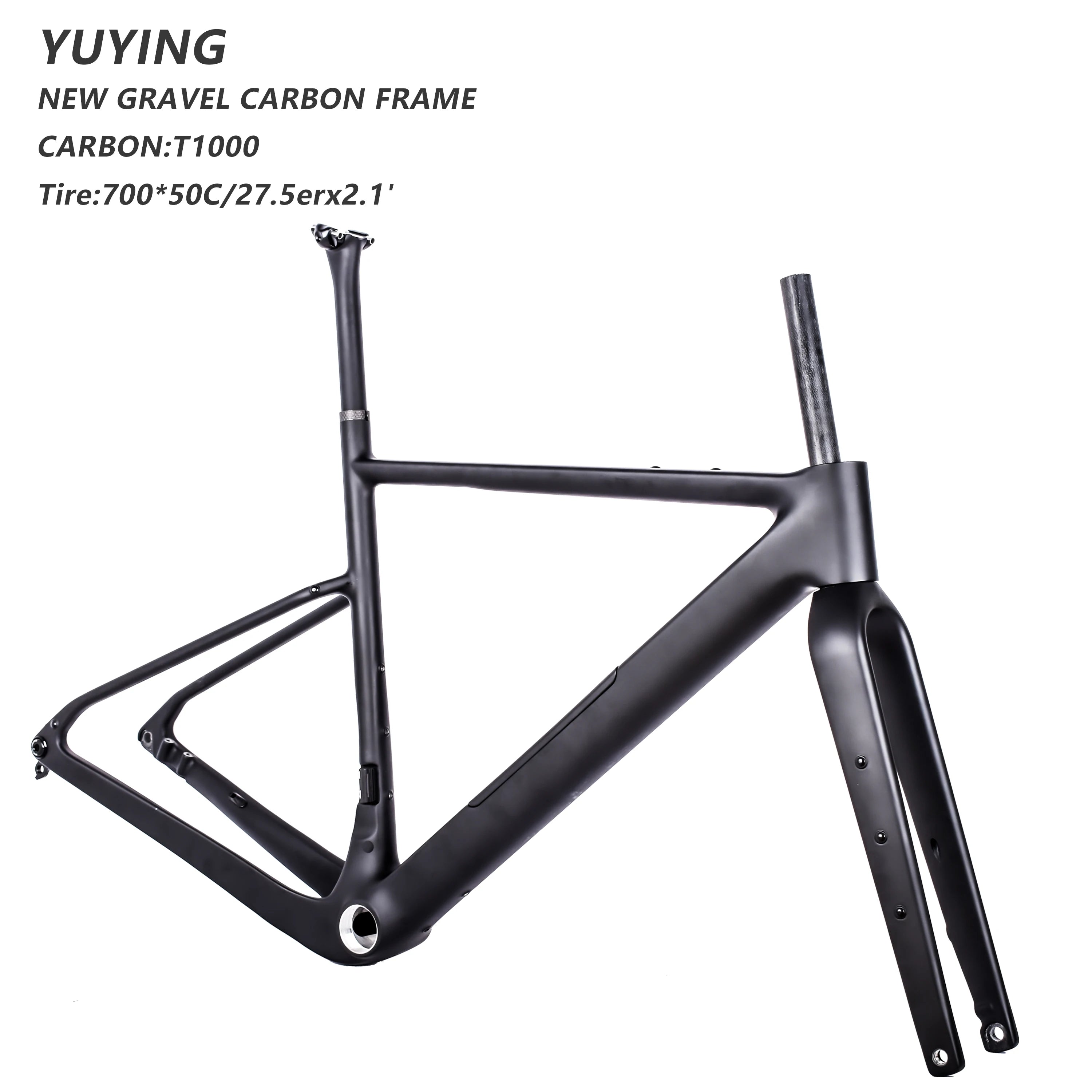 Yu Ying WH08 Carbon Fiber Thru Axle UDH Road Bicycle Frame 700c*50c 27.5*2.1 Tire (48-52cm) Gloss/Matte Finish