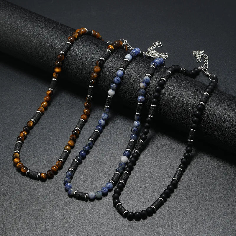 Europe and the United States New tiger Stone Natural Stone Necklace Custom Man Necklace for Men
