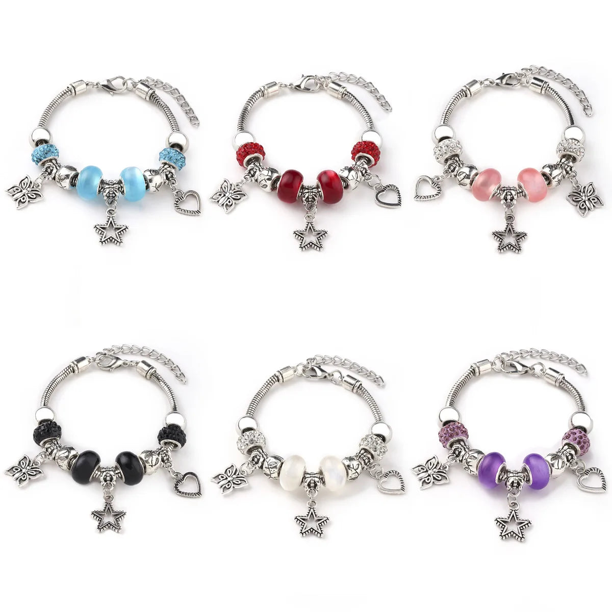 YL Fashion Five-Pointed Star and Butterfly Design Bracelet Creative Explosion Adjustable Charm Bracelet Stainless Steel