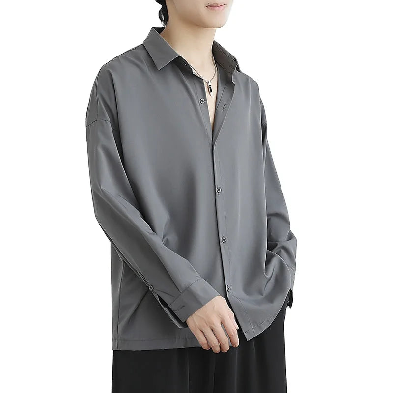 Long Sleeve Shirt Men's Fashion Casual Clothes Spring and Autumn Loose Shirt