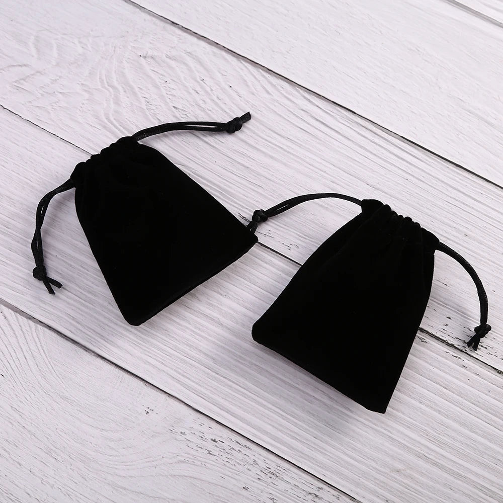 7X9cm Black Velvet Jewelry Pouch Lovely Packaging Bag for Earrings Black Velvet Jewelry Container with Custom Logo