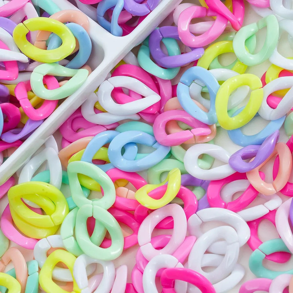 17*23mm DIY Acrylic Plastic Chain Macaron Color Opening Ring Diy Keychain for Bag Strap Link Necklace
