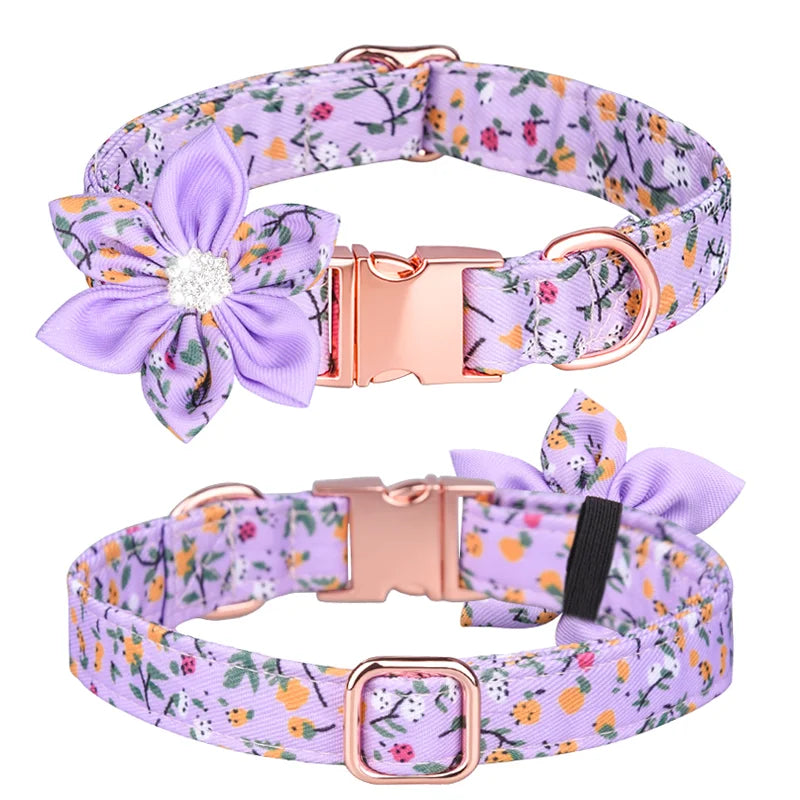 2024 Cross-border Sunflower Pet Collar Pure Cotton Breathable Cat and Dog Collar Zou Ju Printed Pet Collar