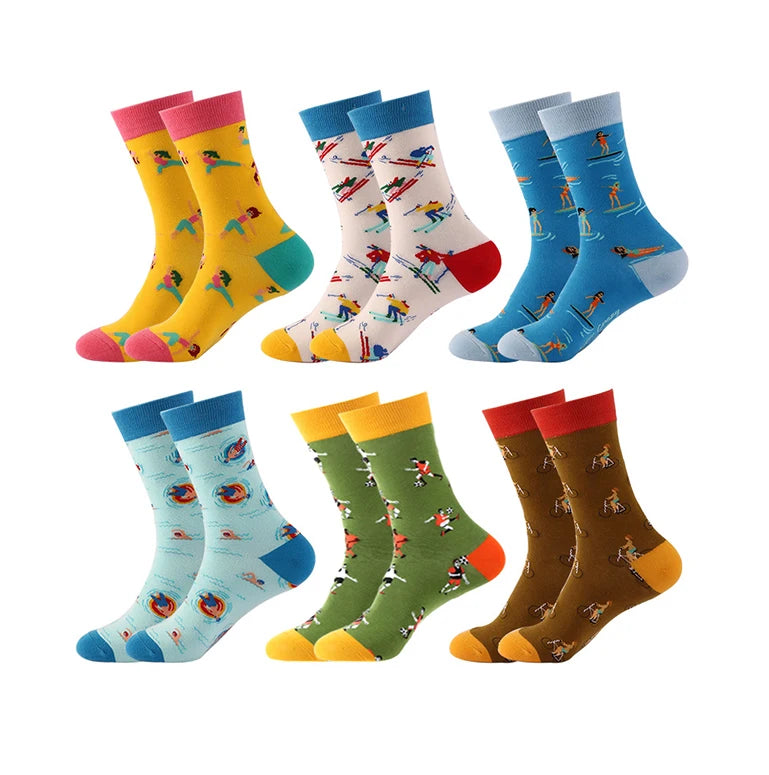 Winter Warm Funny Novelty Sports Items Pattern Cotton Colorful Happy Life Unisex Socks