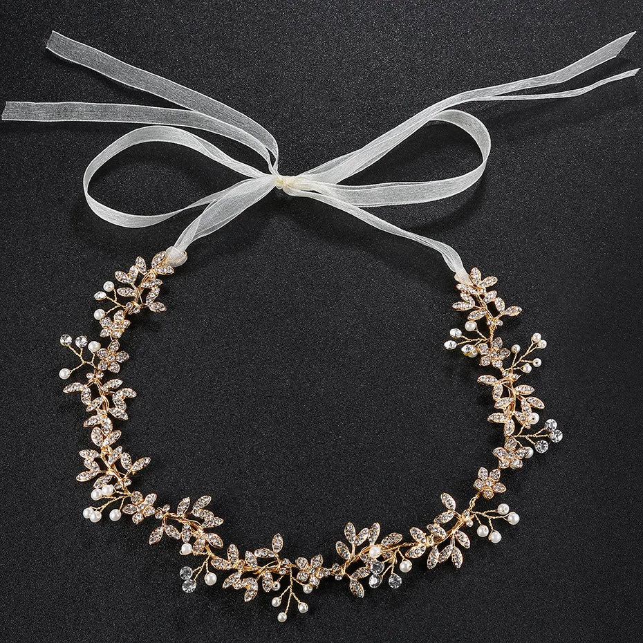 Handmade Luxury Bride Pearl Headband Headdress Wedding Bridal Hair Accessories Bride Hair Jewelry Headpiece Hair Vine