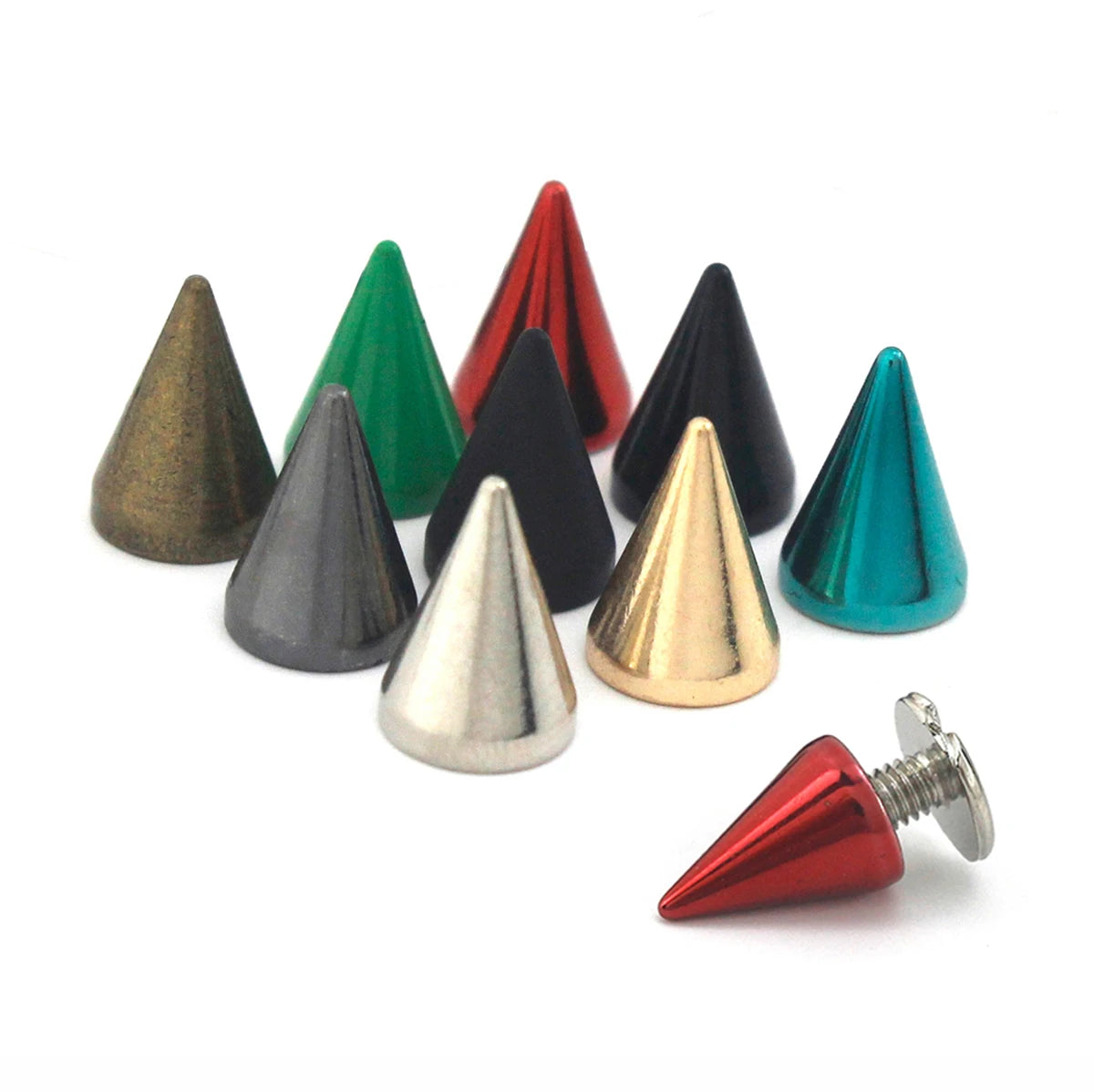 Cloxy Bag Belt Accessories Cone Spike Rivets for Garment Shoes Dog Collar Colored Spike Stud for Leather Belt Punk Spike Rivets