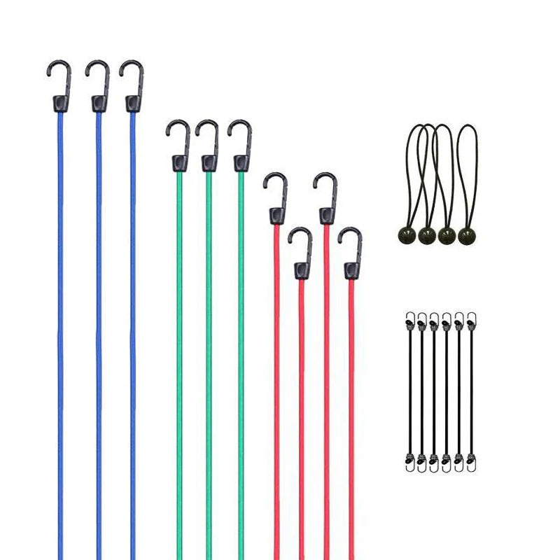 Xstrap XS005 Heavy-Duty Steel+Rubber Bungee Cords with Carabiner Hooks and Rubber Tarp Straps for Luggage Rope 8-10mm Diameter