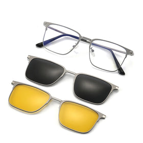 Solid Fashionable 7012 Yellow Drive Lens Clip-On Optical Eyeglasses Frames with Polarizing Yellow Lens Metal Sunglasses