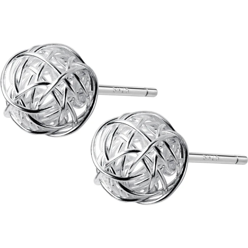 925 Sterling Silver Cute Wool Ball Stud Earrings for Anniversary