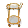 European Elegant Art Golden Dining Cart Modern Design for Luxury Wedding Rock Trolley for Hotel Family for Living Room Kitchen