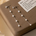Korean Earrings 925 Silver Jewelry Cubic Zirconia Long Earrings Women Pearl Stud Earrings